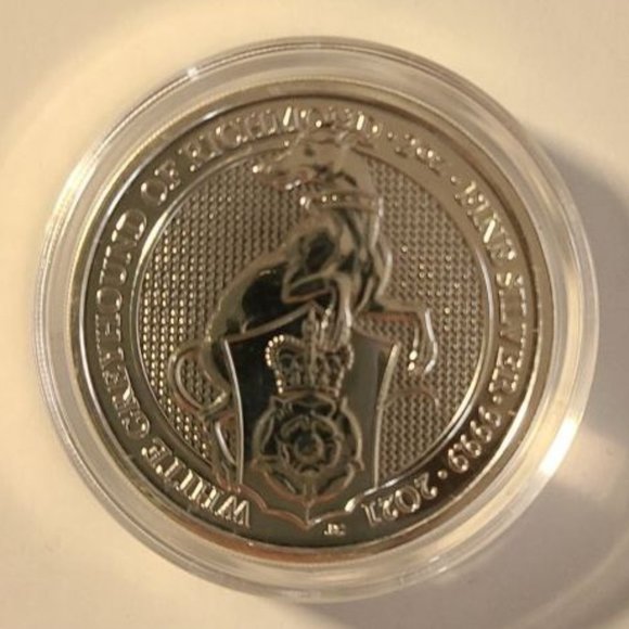 2021 Queens Beast White Greyhound Of Richmond BU 2oz Silver .9999 Fine - Picture 1 of 4